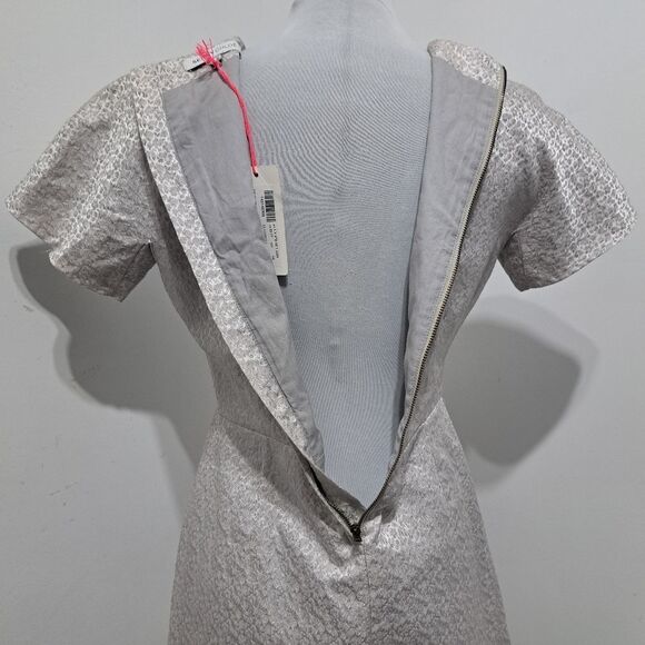 See By Chloé Jacquard Square Neckline Elegant Silver Short Sleeve Dress Size 8 - Picture 14 of 16